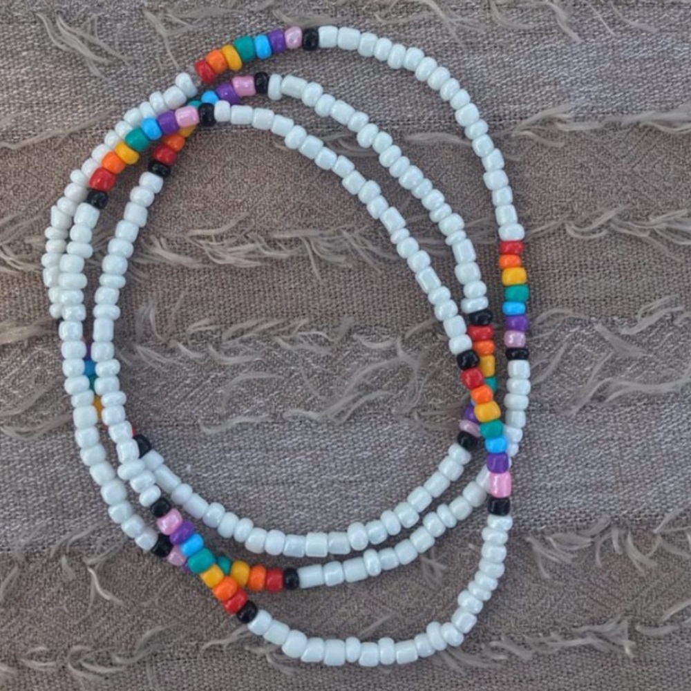 White Rainbow elastic waist bead